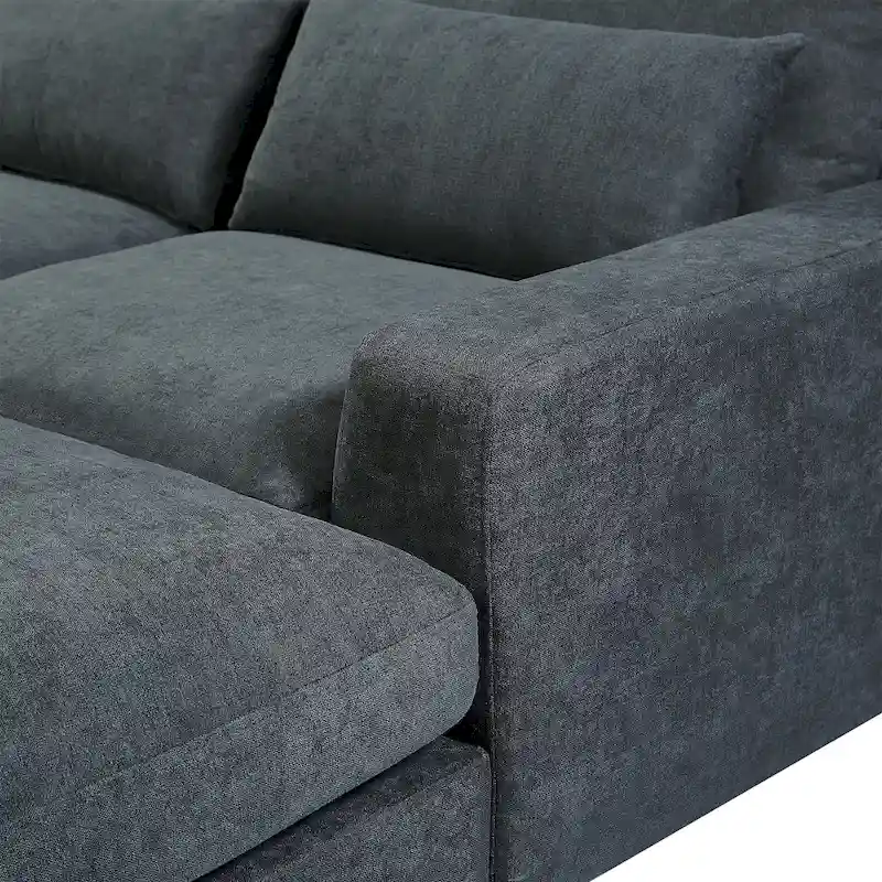 U_Style Modern Large L-Shape Feather Filled Sectional Sofa, Convertible Sofa Couch with Reversible Chaise for Living Room