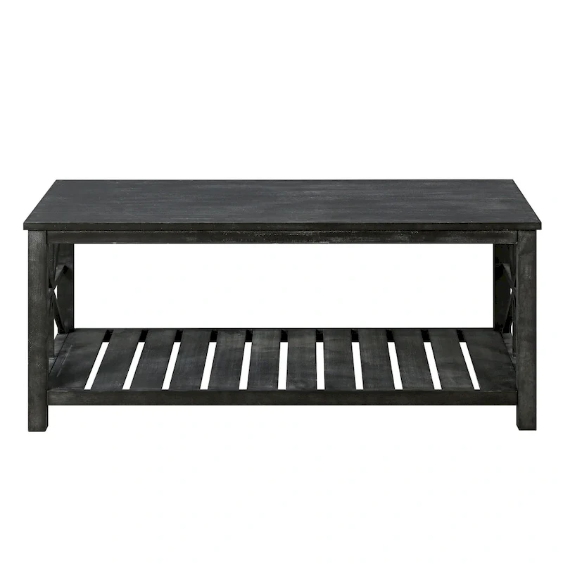 GDFStudio - Nathaniel Rustic Wood Coffee Table with Spacious Storage - 47.24 W x 23.62 D x 19.68 H