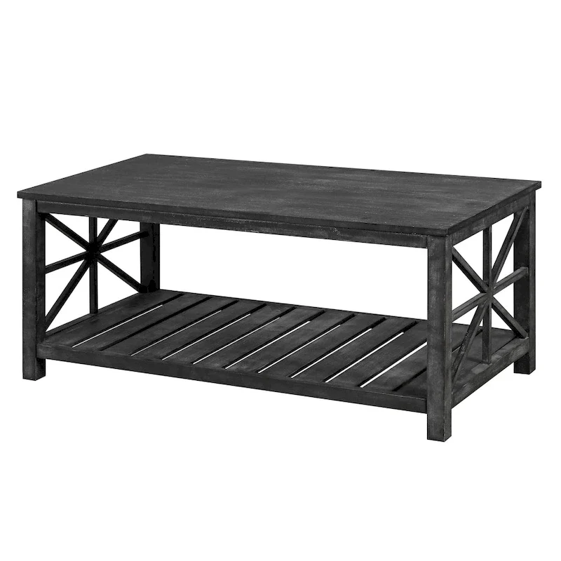 GDFStudio - Nathaniel Rustic Wood Coffee Table with Spacious Storage - 47.24 W x 23.62 D x 19.68 H