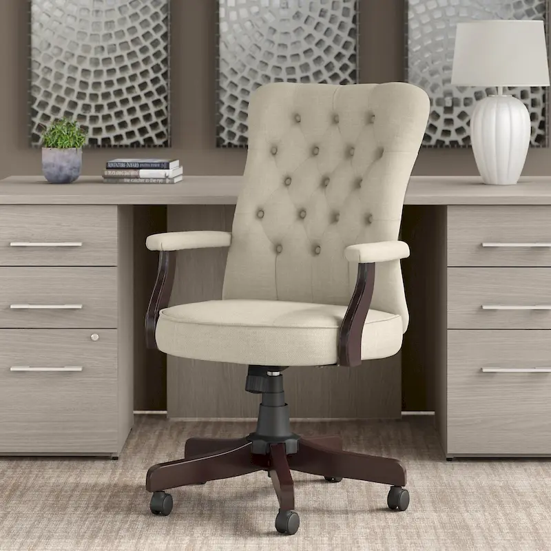 Cabot High Back Tufted Office Chair with Arms by Bush Furniture