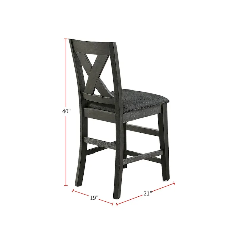 Counter Hight Chairs with X-Cross Back, Dark Grey