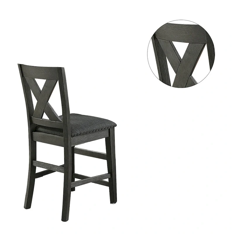 Counter Hight Chairs with X-Cross Back, Dark Grey