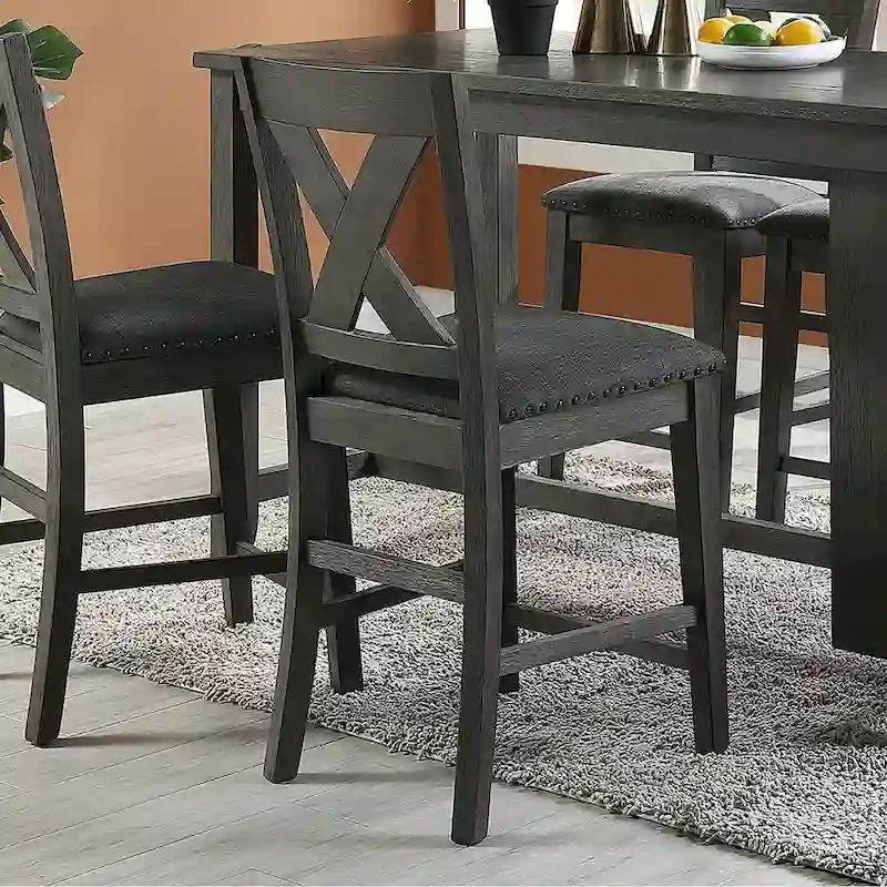 Counter Hight Chairs with X-Cross Back, Dark Grey