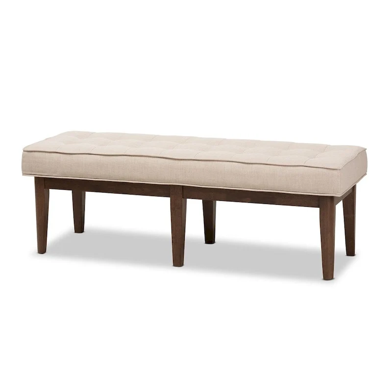 Mid-Century Fabric Button-Tufted Bench by Baxton Studio