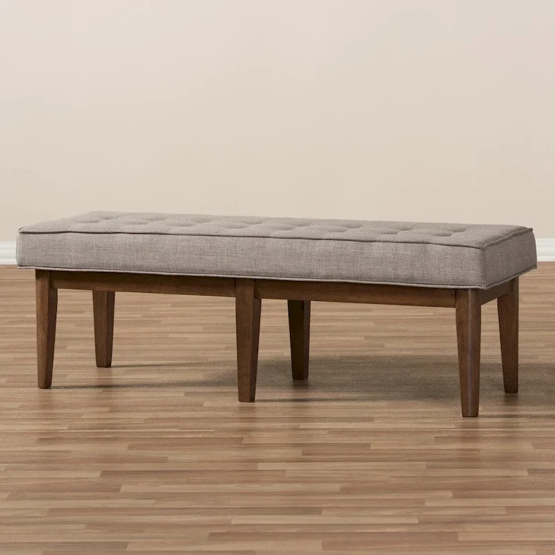 Mid-Century Fabric Button-Tufted Bench by Baxton Studio
