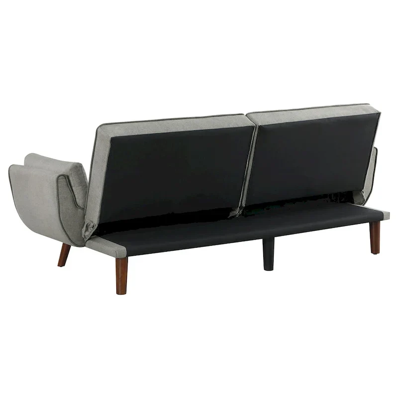 Kori 84 Inch Sofa Futon Bed with Tufted Back, Angled Legs, Gray Fabric
