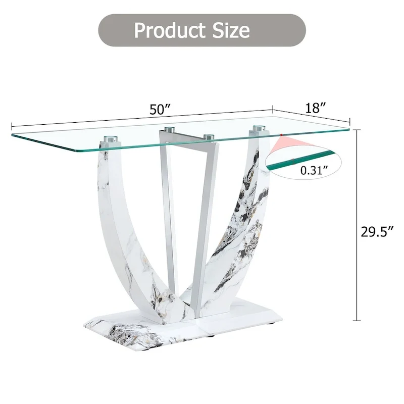 Modern and simple rectangular glass console table
