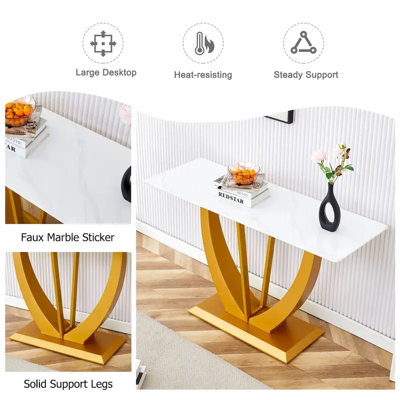 Modern and simple rectangular glass console table
