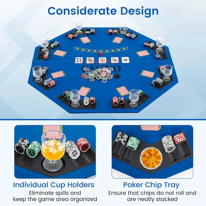 Costway 48 Poker Table Top - 8 Player Foldable Texas Holdem Poker - See Details