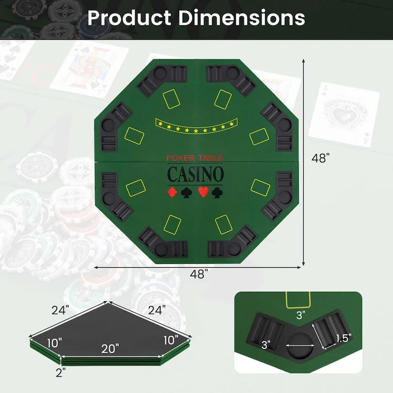 Costway 48 Poker Table Top - 8 Player Foldable Texas Holdem Poker - See Details