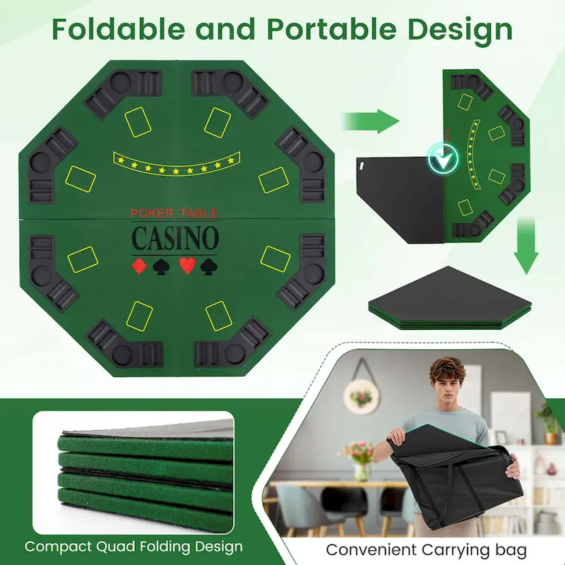 Costway 48 Poker Table Top - 8 Player Foldable Texas Holdem Poker - See Details