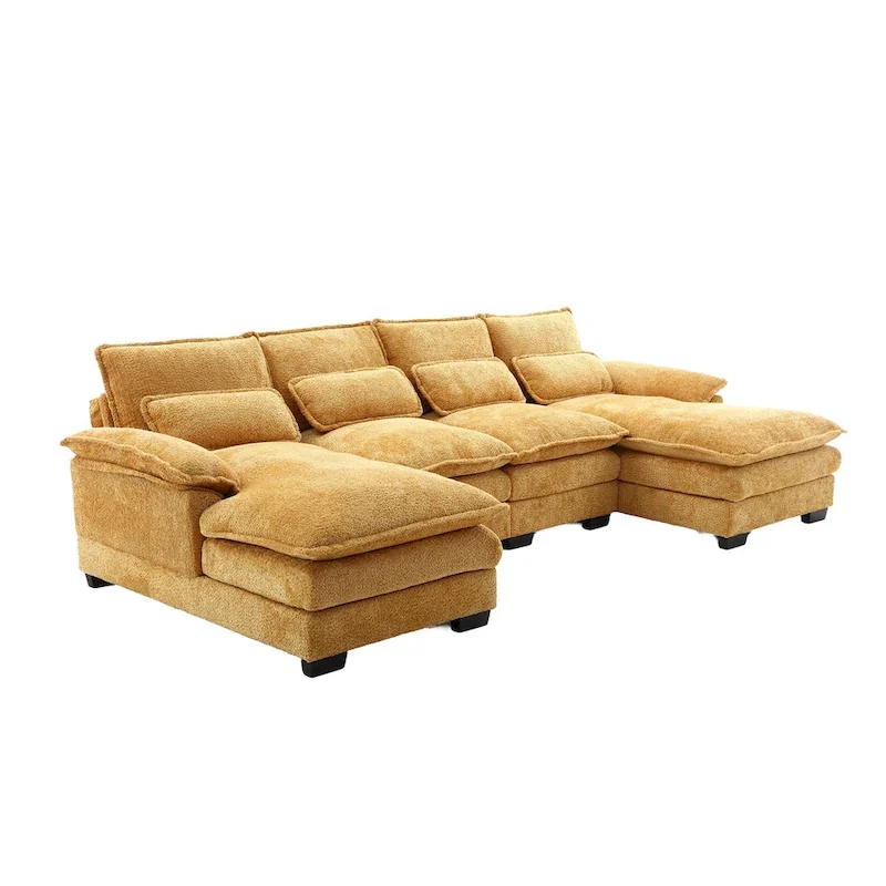 Ouyessir Large Chenille Fabric U-shaped Sectional Sofa with Cushions