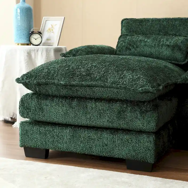 Ouyessir Large Chenille Fabric U-shaped Sectional Sofa with Cushions