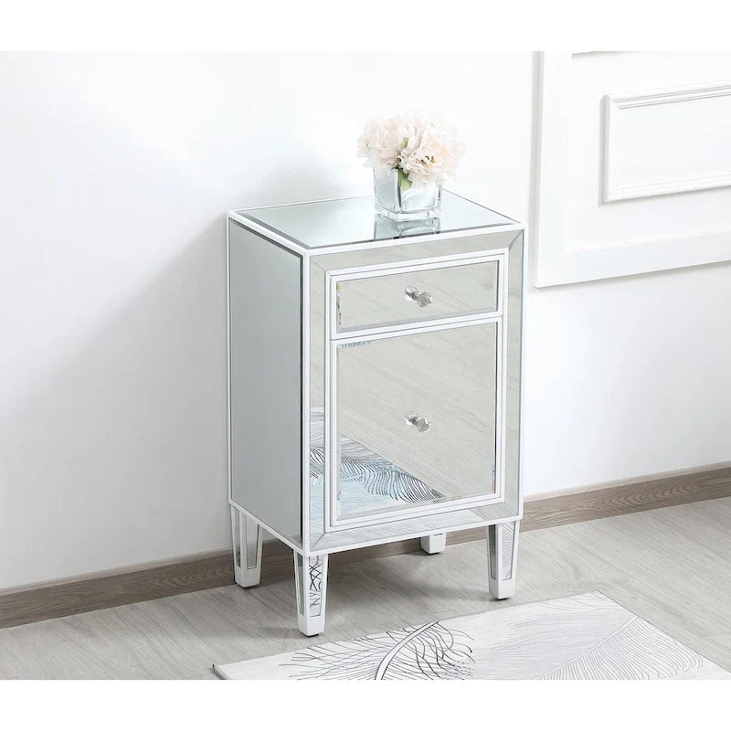 Reflexion Collection Rosa 18-inch Wide Mirrored 1-drawer Nightstand