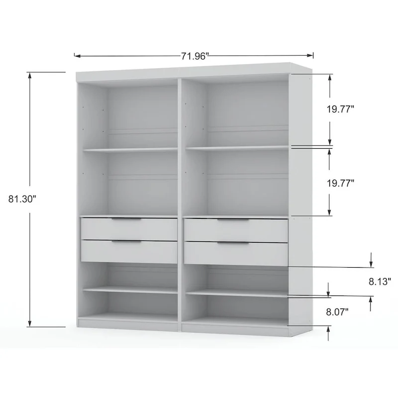 Mulberry 2 Sectional Modern Wardrobe Closet with 4 Drawers
