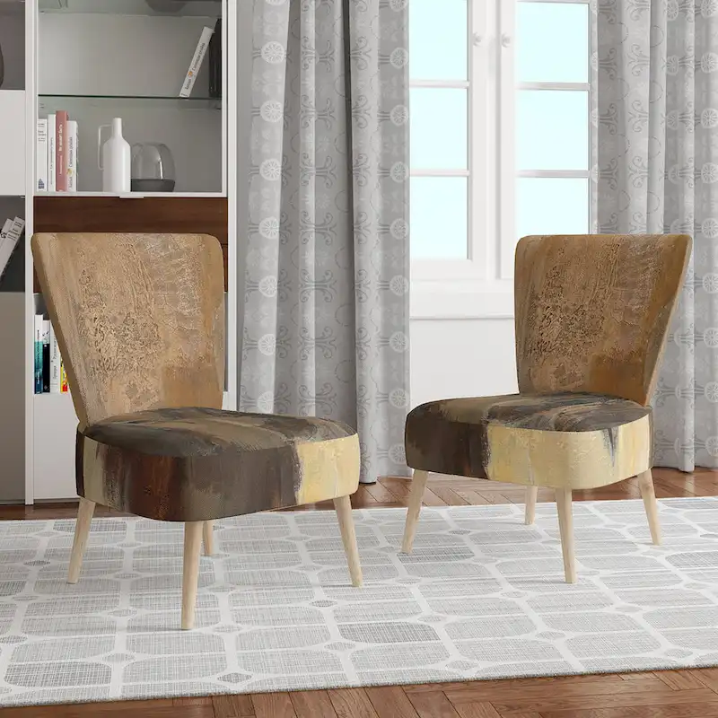 Designart Into The Wild Gold Buffalo Upholstered Modern Farmhouse Accent Chair - Arm Chair
