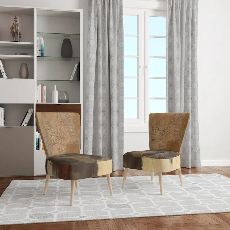 Designart Into The Wild Gold Buffalo Upholstered Modern Farmhouse Accent Chair - Arm Chair