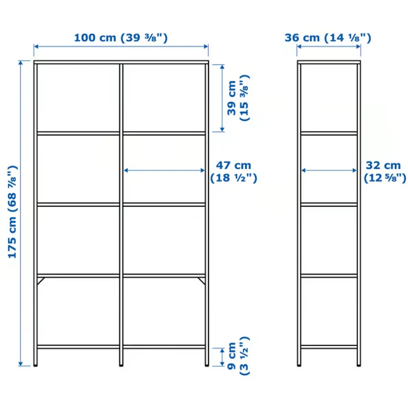 VITTSJÖ Shelving unit, black-brown/glass, 100x175 cm