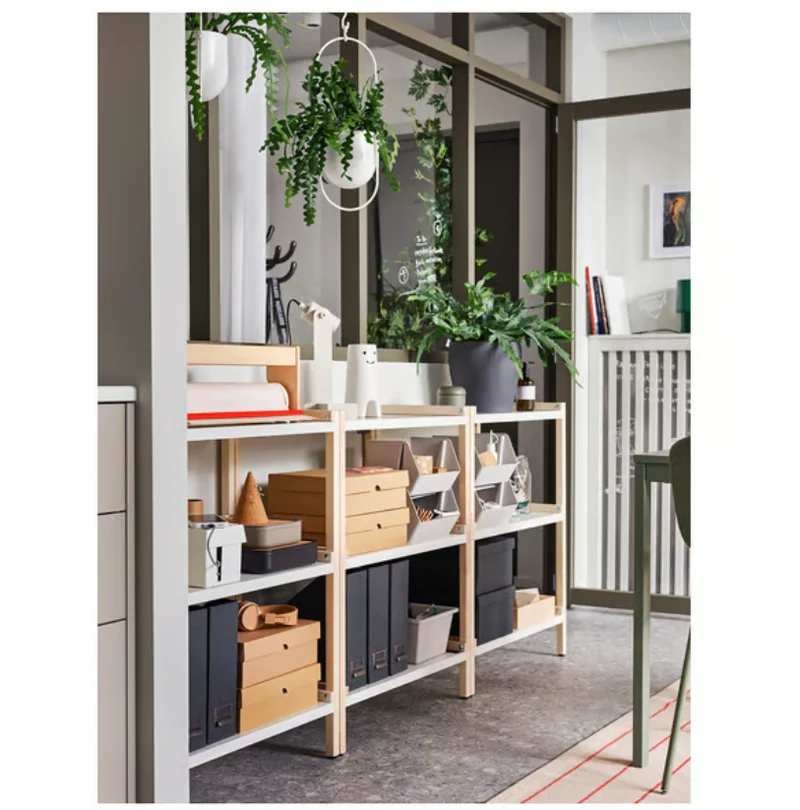 EKENABBEN Open shelving unit, aspen/white, 70x34x86 cm