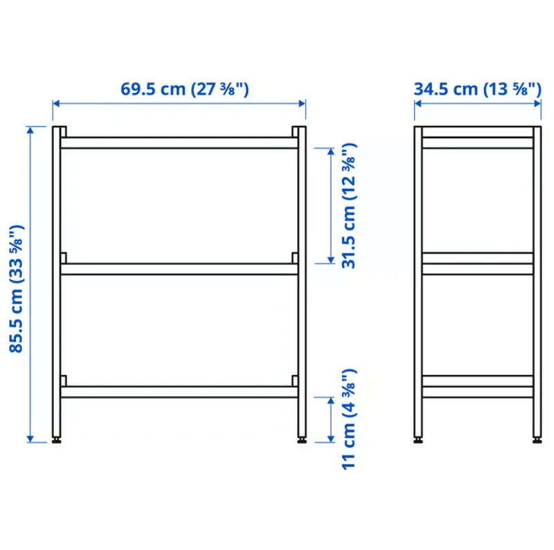 EKENABBEN Open shelving unit, aspen/white, 70x34x86 cm