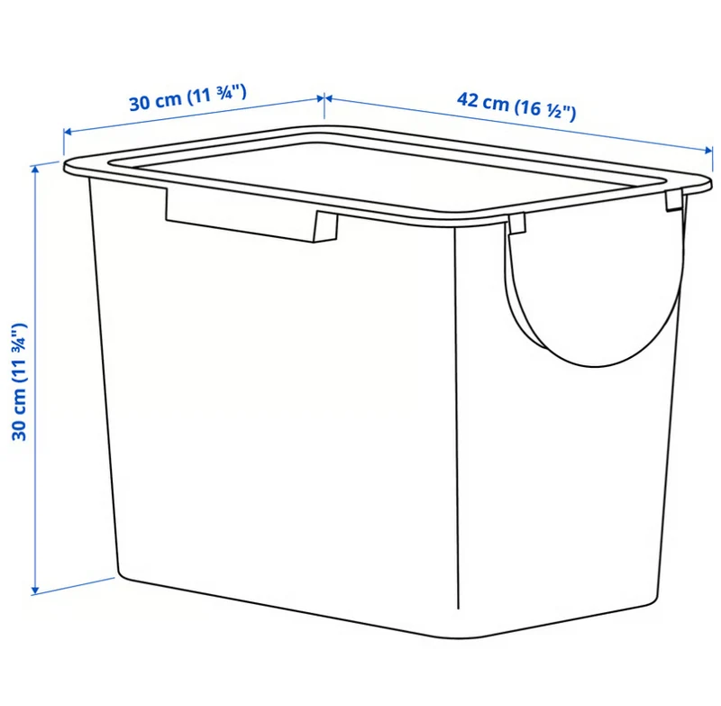 TRÖSKNING Bin with lid, light grey-blue, 25 l