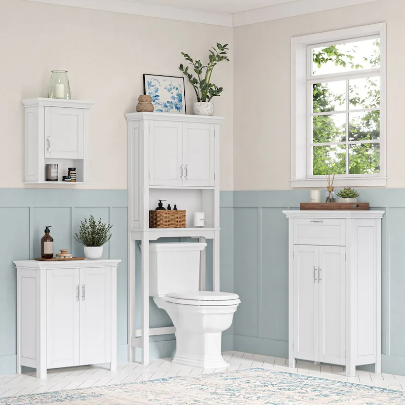 RiverRidge Somerset Two-Door Bathroom and Laundry Storage Cabinet with Adjustable Shelf - White