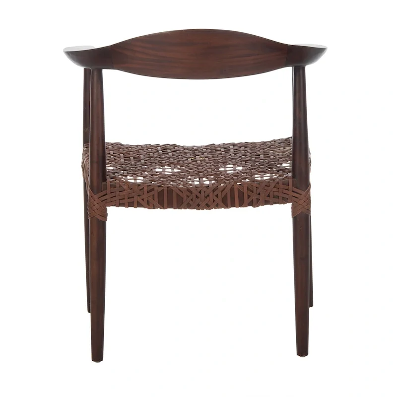 SAFAVIEH Therese Leather Woven Accent Chair - 25 W x 20.9 L x 30.9 H - 25Wx21Dx31H