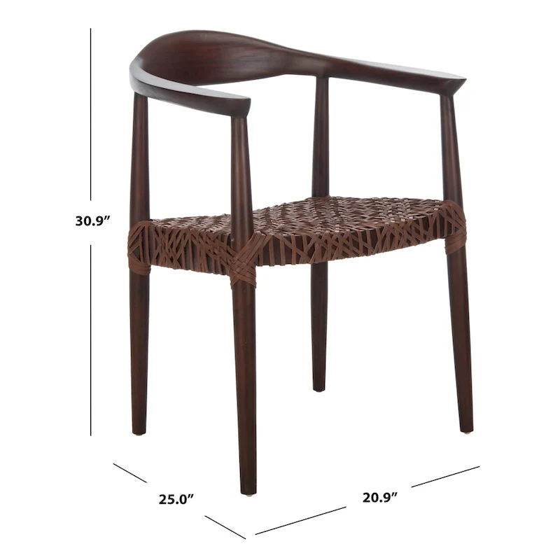 SAFAVIEH Therese Leather Woven Accent Chair - 25 W x 20.9 L x 30.9 H - 25Wx21Dx31H