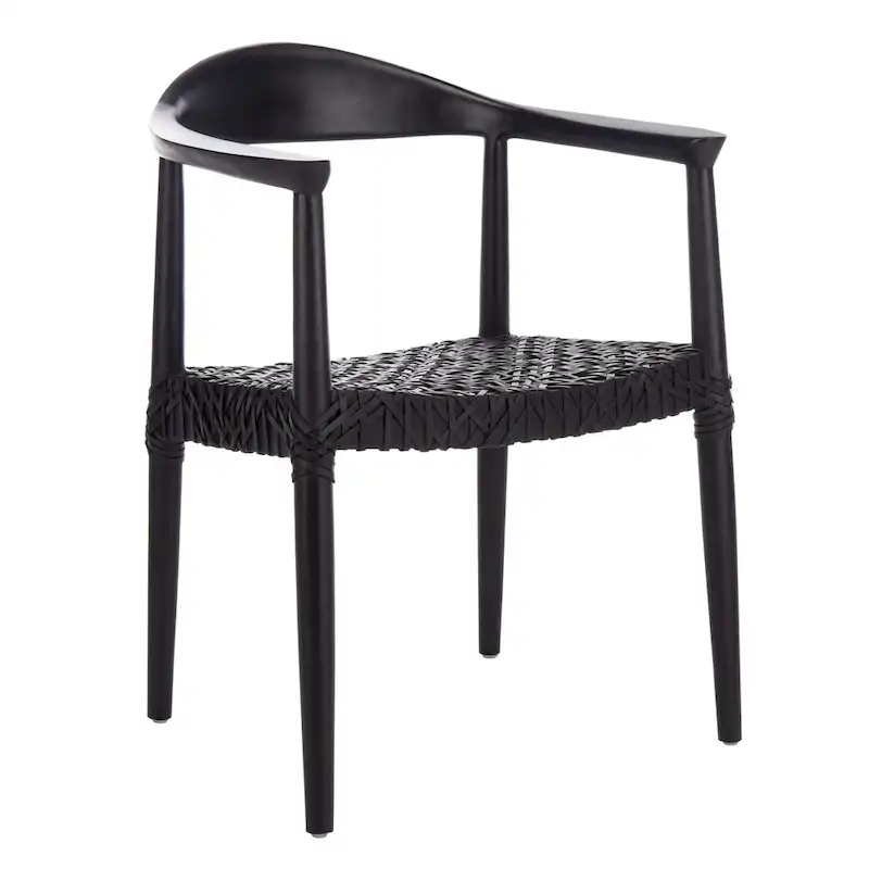SAFAVIEH Therese Leather Woven Accent Chair - 25 W x 20.9 L x 30.9 H - 25Wx21Dx31H