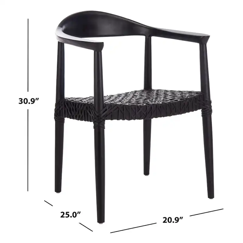 SAFAVIEH Therese Leather Woven Accent Chair - 25 W x 20.9 L x 30.9 H - 25Wx21Dx31H
