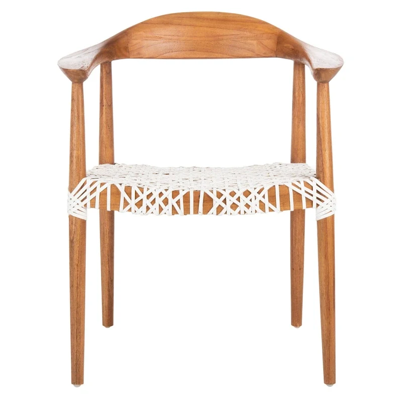 SAFAVIEH Therese Leather Woven Accent Chair - 25 W x 20.9 L x 30.9 H - 25Wx21Dx31H