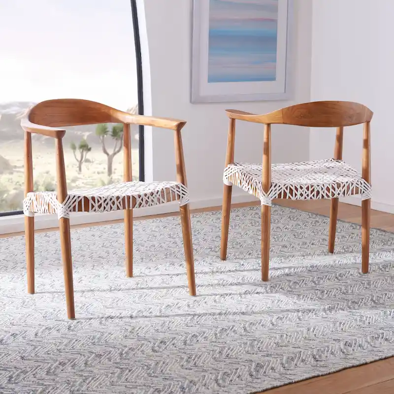 SAFAVIEH Therese Leather Woven Accent Chair - 25 W x 20.9 L x 30.9 H - 25Wx21Dx31H