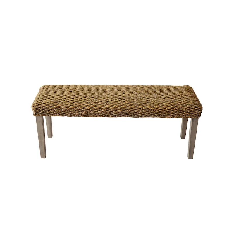 M4H Valencia Solid Wood Natural Water Hyacinth Indoor Bench