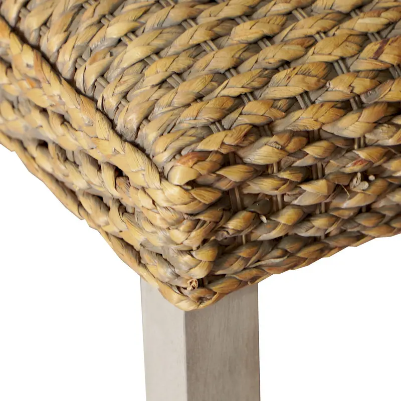 M4H Valencia Solid Wood Natural Water Hyacinth Indoor Bench
