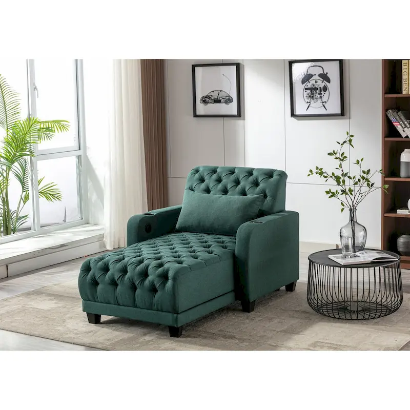 Clihome Tufted Reclining Chaise Lounge