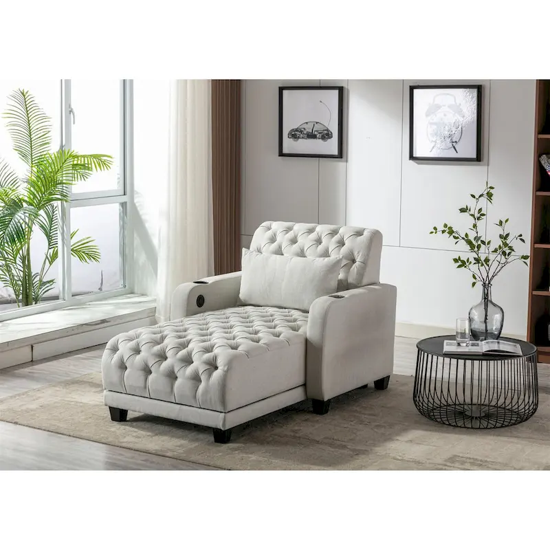 Clihome Tufted Reclining Chaise Lounge