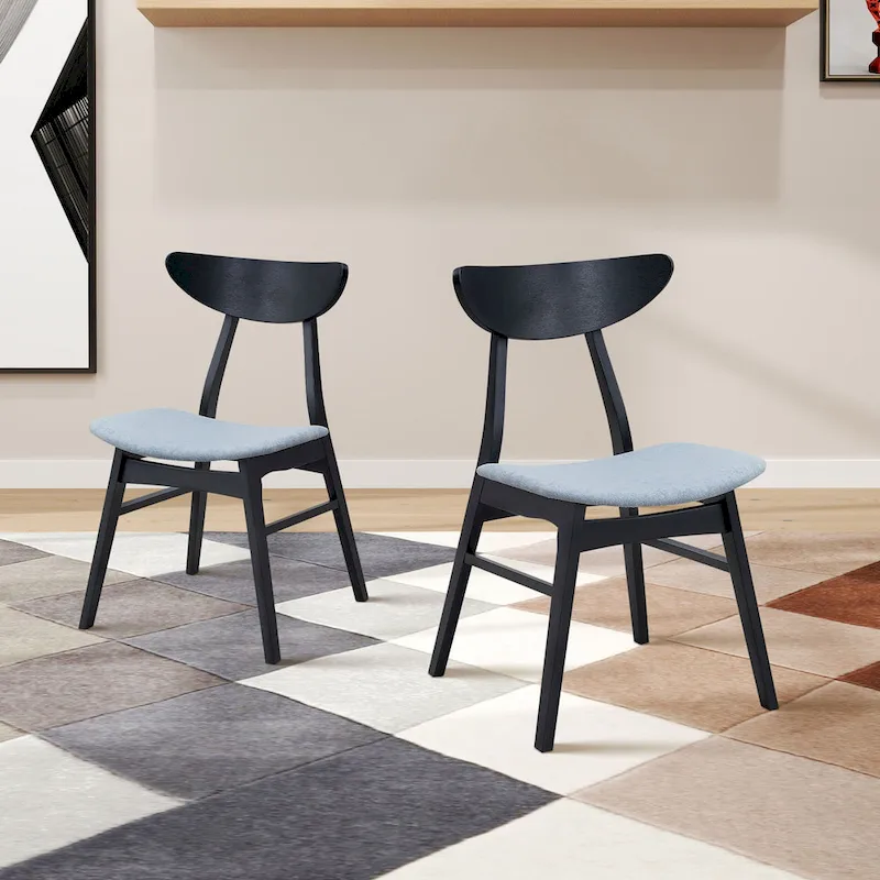 Modern 2-Piece Wooden Dining Chair Set, Wooden Frame with Backrest and Cushioned Seat, Suitable for Dining Room and Living Room