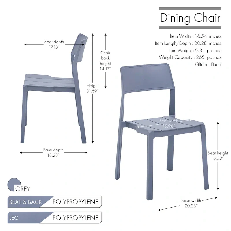 Porthos Home Brock Stackable Dining Chairs Set of 4, Overall Plastic