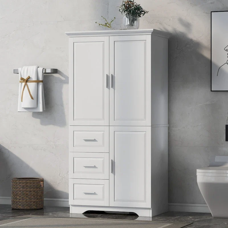 Tall and Wide Storage Cabinet with Doors for Bathroom/Office