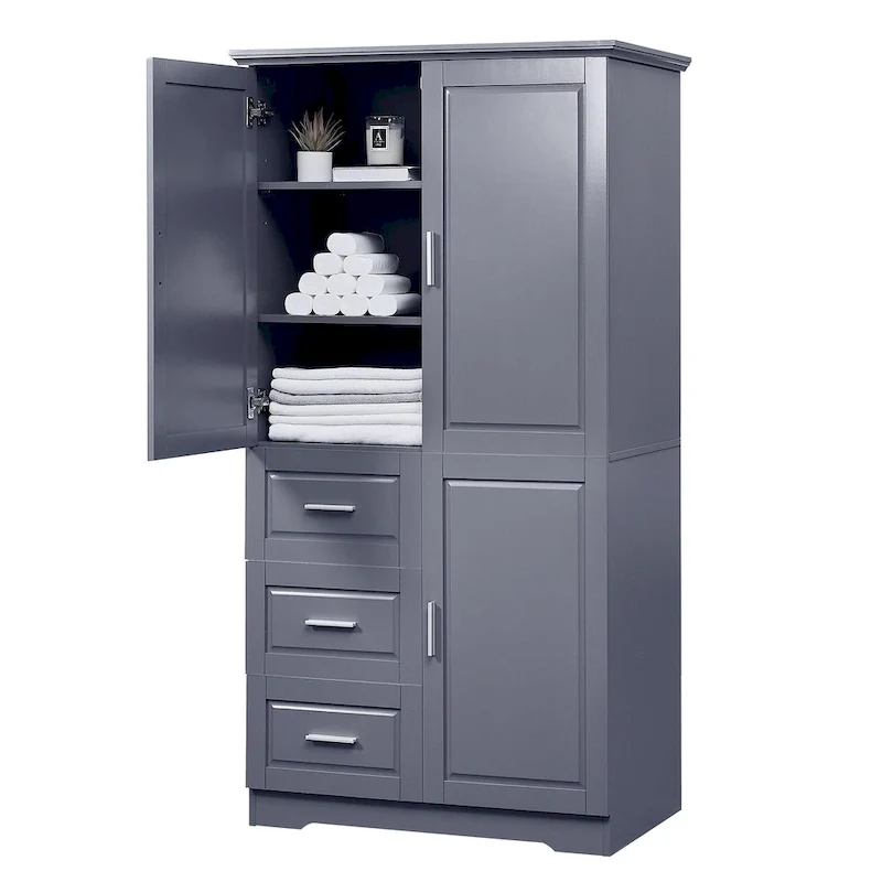 Tall and Wide Storage Cabinet with Doors for Bathroom/Office