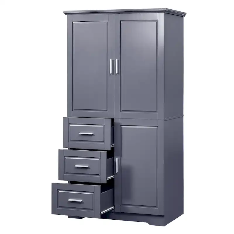 Tall and Wide Storage Cabinet with Doors for Bathroom/Office