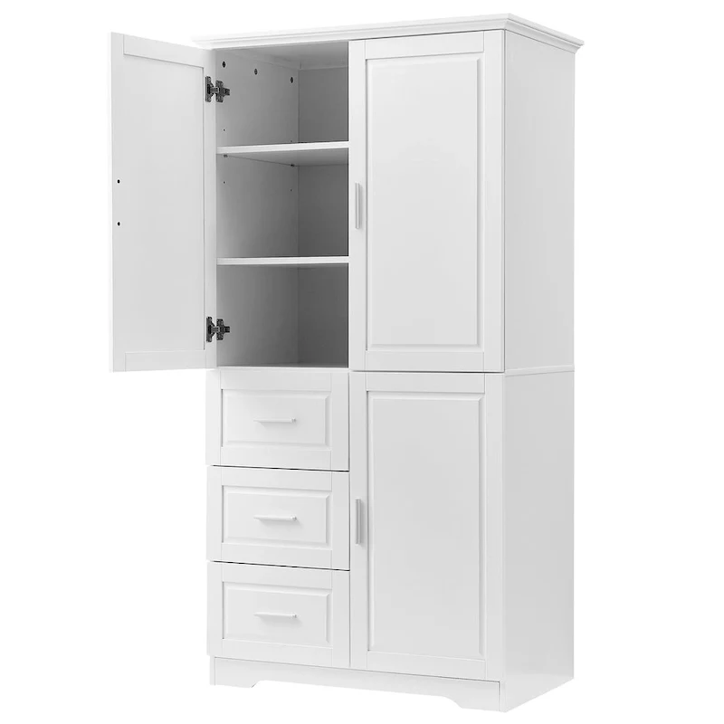 Tall and Wide Storage Cabinet with Doors for Bathroom/Office