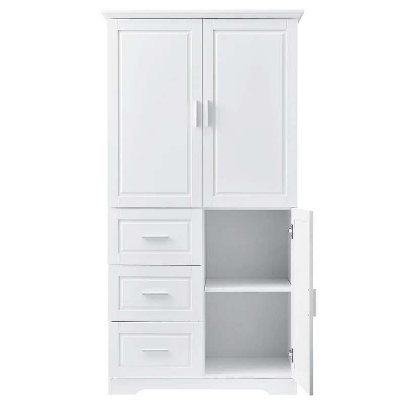 Tall and Wide Storage Cabinet with Doors for Bathroom/Office
