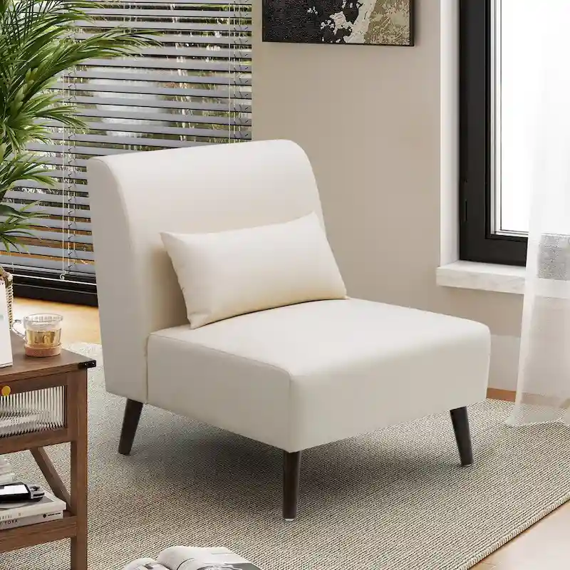 Accent Chair Upholstered Sofa Chair PU Faux Leather Wood Frame with Pillow - 28.74 W x 30.71 D x 31.50 H