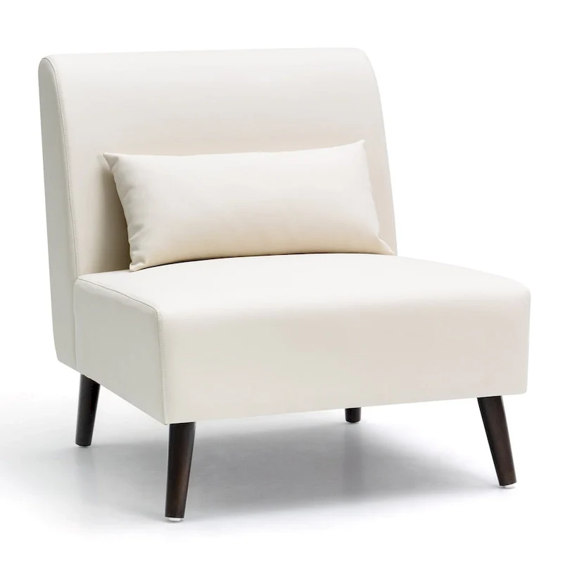 Accent Chair Upholstered Sofa Chair PU Faux Leather Wood Frame with Pillow - 28.74 W x 30.71 D x 31.50 H