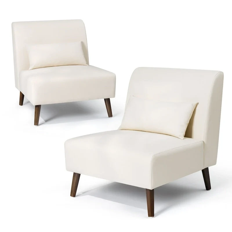 Accent Chair Upholstered Sofa Chair PU Faux Leather Wood Frame with Pillow - 28.74 W x 30.71 D x 31.50 H