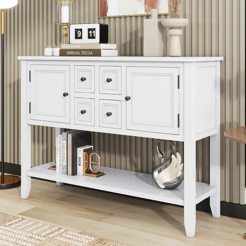 Cambridge Series Vintage Console Table with Drawers and Cabinets - 15.00 x 46.00 x 34.00
