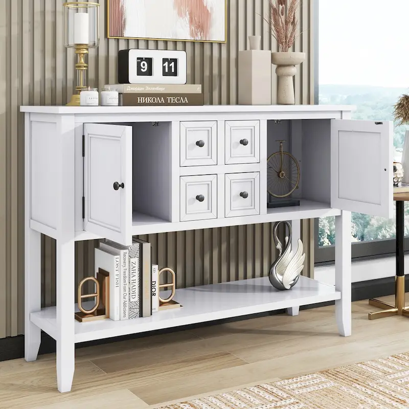 Cambridge Series Vintage Console Table with Drawers and Cabinets - 15.00 x 46.00 x 34.00