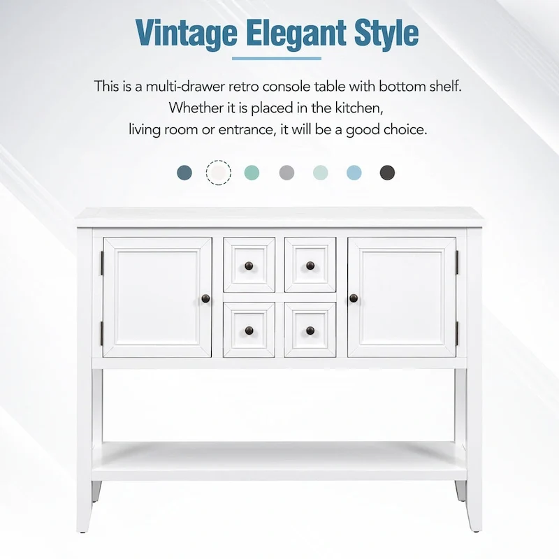 Cambridge Series Vintage Console Table with Drawers and Cabinets - 15.00 x 46.00 x 34.00