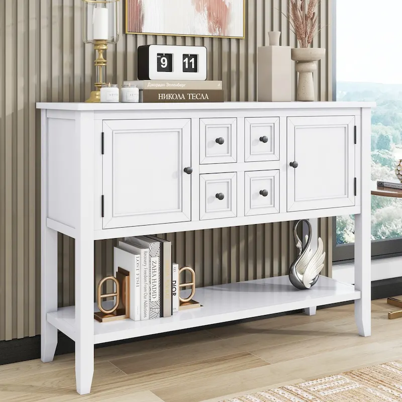 Cambridge Series Vintage Console Table with Drawers and Cabinets - 15.00 x 46.00 x 34.00